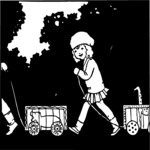 People, Girl Pulling Wagon