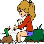 Girl Feeding Ducks Clip Art