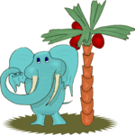 Elephant by Palm Tree