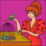 Woman & Bird 4 Clip Art