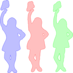 Cheerleaders Silhouette Clip Art