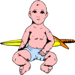 Baby & Sword Clip Art