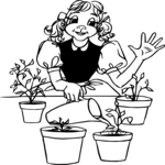 Woman Watering Plants 2 Clip Art