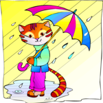 Cat & Umbrella Clip Art