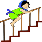 Girl Sliding on Bannister
