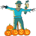 Scarecrow & Pumpkins Clip Art