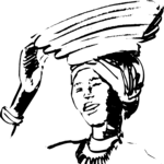 Woman Carrying Bowl Clip Art