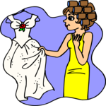 Woman with Bridal Gown Clip Art