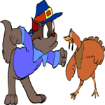 Cat Fighting Turkey Clip Art