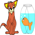 Cat & Fish 1 Clip Art