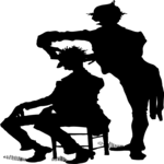 Silhouettes, Man Getting Haircut