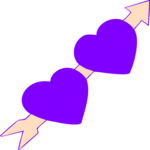 Hearts & Arrow - Purple Clip Art