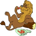 Lion Eating Pizza Clip Art