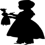 Silhouettes, Girl with Doll 3 Clip Art