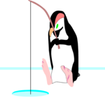Penguin Fishing 1 Clip Art