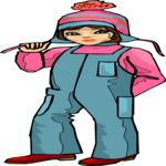 Girl in Overalls 1 Clip Art