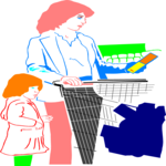 Mother & Child Shopping 1 Clip Art