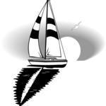 Sailboat at Sunset Clip Art