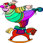 Clown on Rocking Horse Clip Art