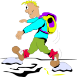 Hiker Crossing Water Clip Art