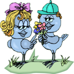 Bird Giving Flowers Clip Art