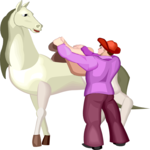 Cowboy Putting on Saddle