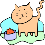 Cat & Bowl 01 Clip Art