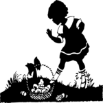 Silhouettes, Girl & Easter Basket