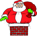 Santa in Chimney 05 Clip Art