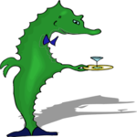 Seahorse with Cocktail Clip Art