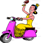 Spanish Woman on Scooter Clip Art