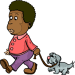 Boy Walking Dog