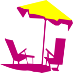 Beach Chairs & Umbrella Clip Art