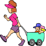 Taking Kids for Walk Clip Art