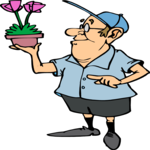 Man with Potted Plant 1 Clip Art