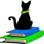 Cat on Books 1 Clip Art