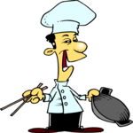 Chef with Wok Clip Art