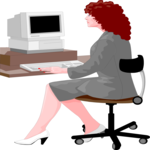 Woman at Computer 04 Clip Art