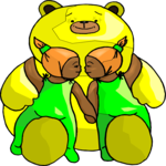 Twins with Teddy Bear