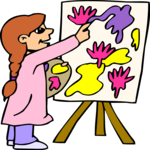 Girl Fingerpainting Clip Art