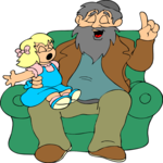 Girl & Father Singing Clip Art