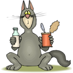 Cat with Meal 2 Clip Art