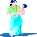 Indian Woman with Baby Clip Art