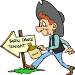 Cowboy Going to Barn Dance Clip Art