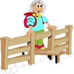 Backpacker by Fence Clip Art