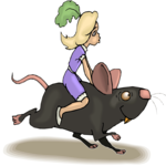 Girl Riding Mouse Clip Art