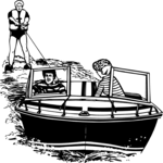 Water Skier & Boat Clip Art