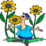 Man with Sunflowers Clip Art