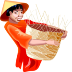 Vietnamese with Basket Clip Art