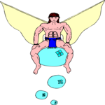 Man with Wings on Bubble Clip Art